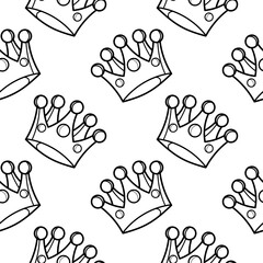 seamless pattern hand drawn kings crown