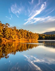 Serene autumn lake landscape