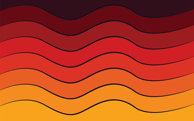 Warm Wavy Abstract Background with Sunset Color Gradient and Dark Lines