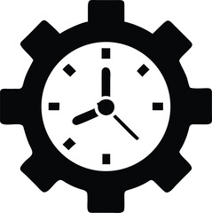 Black gear clock icon