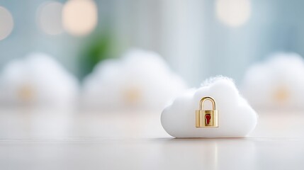 Online Banking Security and Data Protection, A cloud with a padlock symbolizes data security and protection in a digital context.