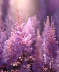 Fototapeta premium Ethereal Blooming Purple Flowers with Soft Light in Enchanting Nature Setting