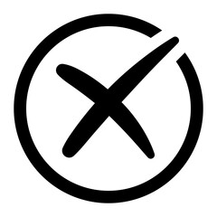 Obraz premium Black cross inside bold outlined circle, cancel or reject error symbol for alerts, fail or warning notification, PNG with transparent background
