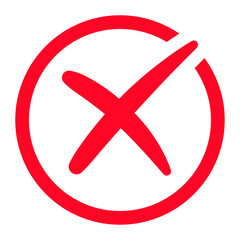 Red cross inside outlined circle, bold cancel or reject error symbol for alerts, UI communication and digital design, PNG with transparent background
