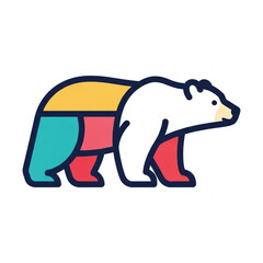 Colorful Bear Illustration, Stylized Modern Vector Animal