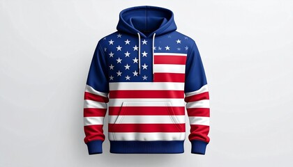 American flag hoodie with stars and stripes in bold patriotic design