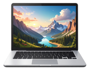 Laptop computer icon isolated on transparent background PNG