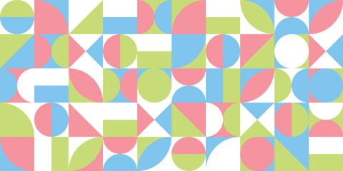 丸や三角に分割した正方形の幾何学模様パステルカラー