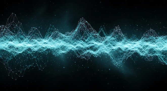 Teal blockchain waves digital futuristic background