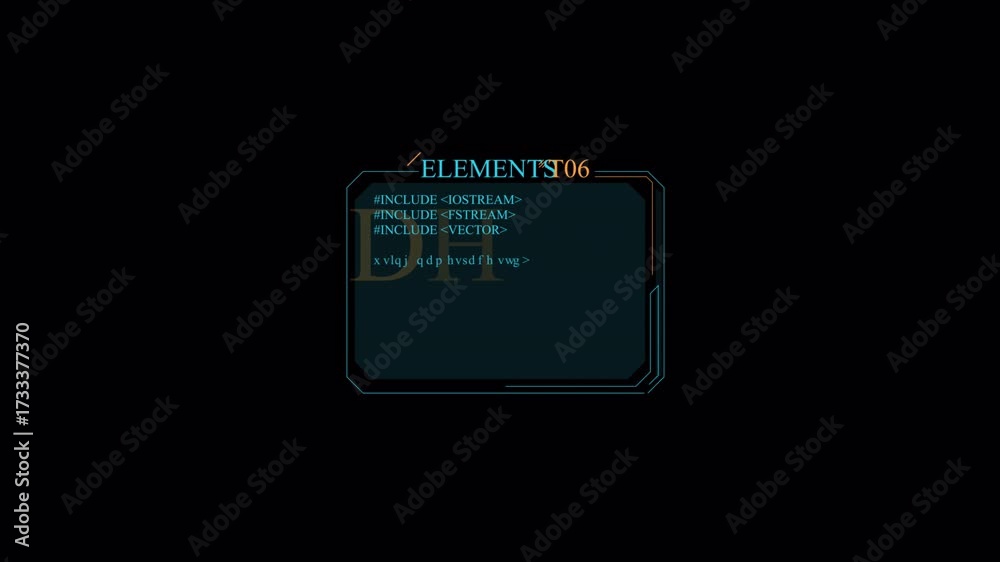 Wall mural Futuristic Digital Interface Displays C++ Code and Data Elements on Black Background
