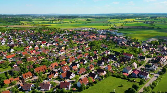 4K Aerial Drone Video of the Historic Village of Colmberg, Germany in Bavaria