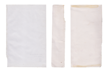 Collection of old paper sheets and scraps isolated on transparent background