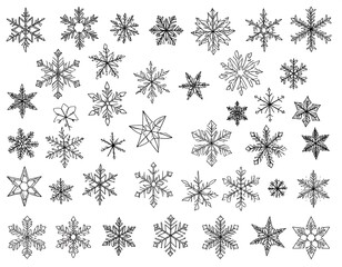 Black and white snowflake illustrations