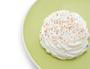 meringue on light green plate