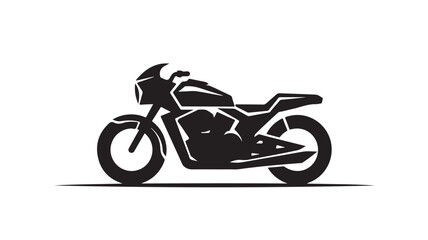 Fototapeta premium Dynamic black motorcycle silhouette, modern sportbike design, sleek lines, representing freedom, speed, and adventure on the open road, perfect for travel and lifestyle brands.