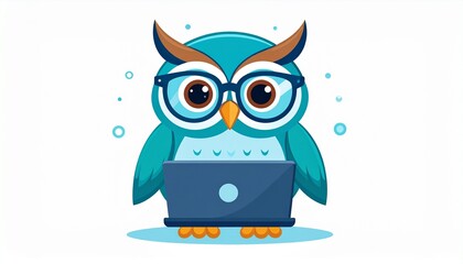 Obraz premium Wise Owl Tech Mascot Vector Illustration