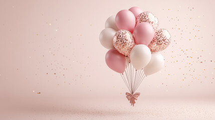 Birthday balloons on a pink background