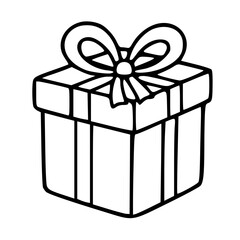 Gift box with ribbon doodle illustration