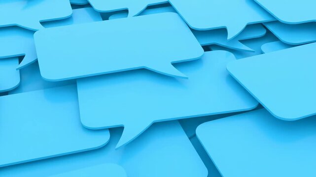 Blue Speech Bubbles Background: Communication, Social Media, Feedback