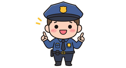 Adorable Cartoon Police Officer Character with Friendly Expression.