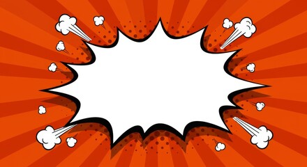 Comic Explosion Blank Vector Sticker with Halftone Background
