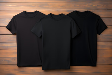 Mock up illustration  of Bella Canvas black t-shirt, back and front image on a white background, flat design