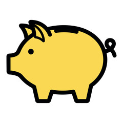 Yellow piggy bank simple icon