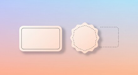 Dotted Outline Blank Vector Sticker Floating on Gradient