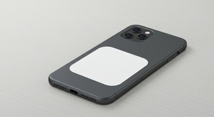 Rounded Square Blank Sticker Vector Mockup on Smartphone Back