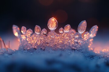 Ice and snow crown gleaming on a dark background.