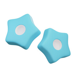 Isolated Light Blue Star Shaped Objects on Transparent Background Rendered with Soft Lighting and Subtle Shadows Ideal for Design Overlay