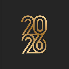 2026 typography logo design concept. 2026 number design for New Year. Sign for postcard, poster or banner. 