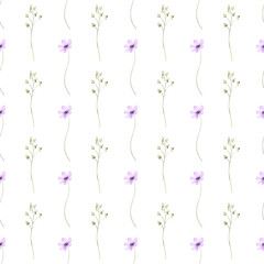 Seamless pattern, floral minimalist background with watercolor flowers. Repeat fabric wallpaper print texture. Perfectly for wrapped paper, backdrop.