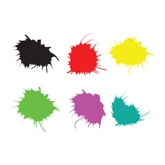 Colorful paint splatters isolated on white background, creating a vibrant and artistic display of different hues and textures