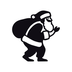 Silhouette of santa claus carrying a sack full of gifts, isolated on white background, vector design, christmas theme