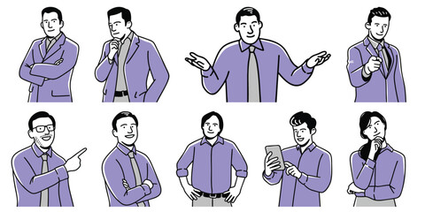 Business people gesture illustration for presentation icon Collection