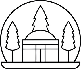 futuristic eco hospital surrounded by trees illustration on transparent background