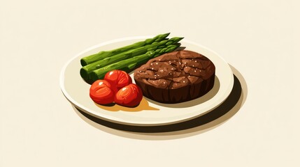 Steak with asparagus and cherry tomatoes