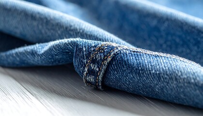 Close-up of denim fabric folds