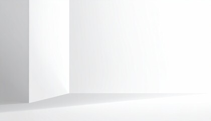 Minimalist, empty corner of a room with white walls and soft shading