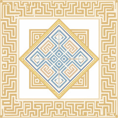 A seamless Greek mosaic floor pattern with geometric tiles and ornamental symmetry. Perfect for wallpapers, textiles, and cultural branding.