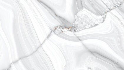 A close-up of a white and gray marbled surface with gold veins and cracks