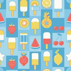 A Cute Kawaii Seamless Pattern featuring Charming Blue Foxes and Whimsical Red Mushrooms, Perfect for Children's Designs or Fabric Backgrounds