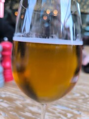 glasses of light beer close-up