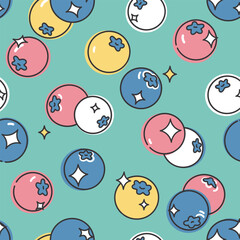 A Cute Kawaii Seamless Pattern featuring Charming Blue Foxes and Whimsical Red Mushrooms, Perfect for Children's Designs or Fabric Backgrounds