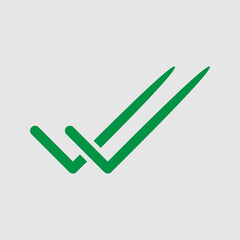 Check mark icon. Single and double ticks. Confirmation and read message status symbol. Used in chat, tasks, and notifications sign.