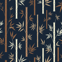 Seamless Pattern, Cute, Kawaii Bamboo Forest Elegant Botanical Background for Design