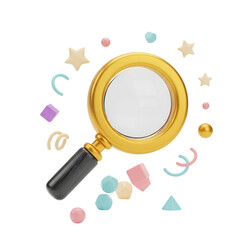 magnifying glass 3d unique stylish playful icon isolated on transparent background png for search and analysis design