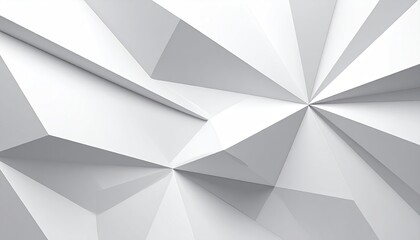 Geometric, angular, white 3D abstract design with sharp lines and shadows