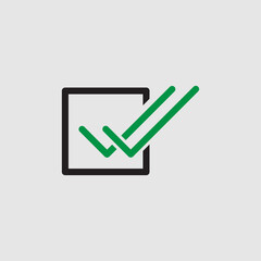 Check mark icon. Single and double ticks. Confirmation and read message status symbol. Used in chat, tasks, and notifications sign.